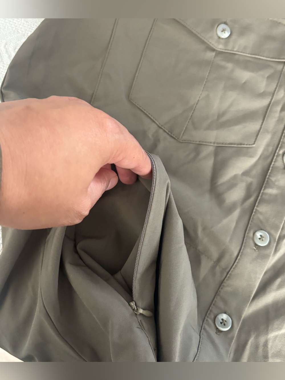 🐢Long-Sleeve Olive Button-Down Utility Shirt - Picture 4 of 11